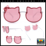 Kids Size Girls Cute Bow Tie Kitty Ear Rimless Plastic Sunglasses