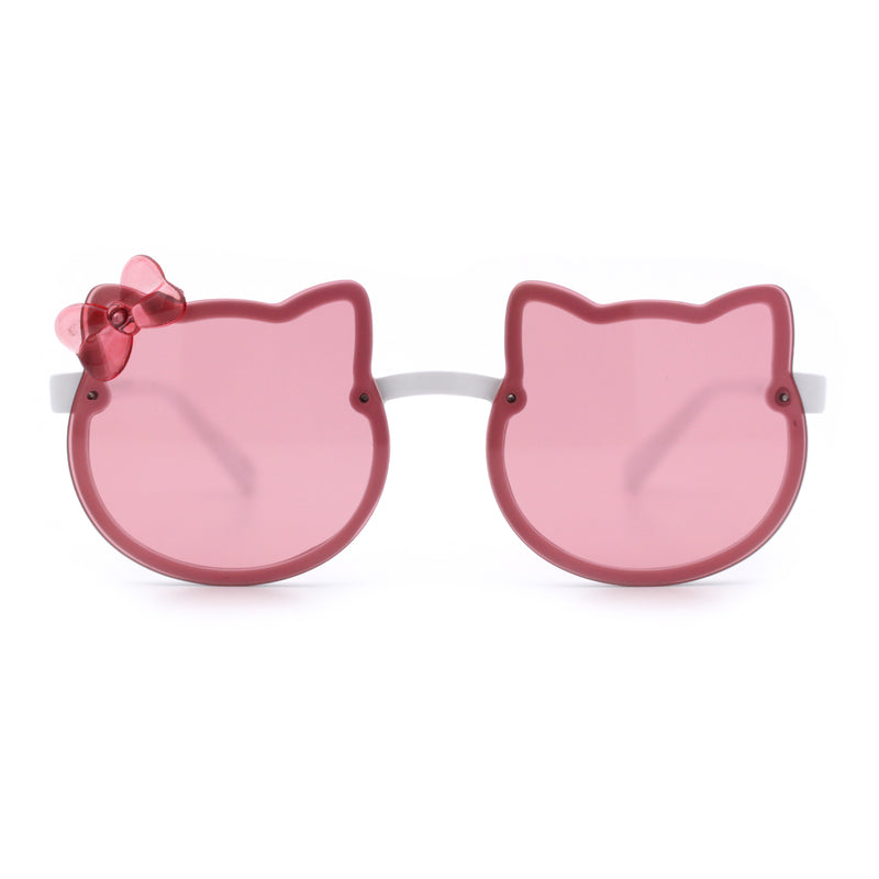 Kids Size Girls Cute Bow Tie Kitty Ear Rimless Plastic Sunglasses