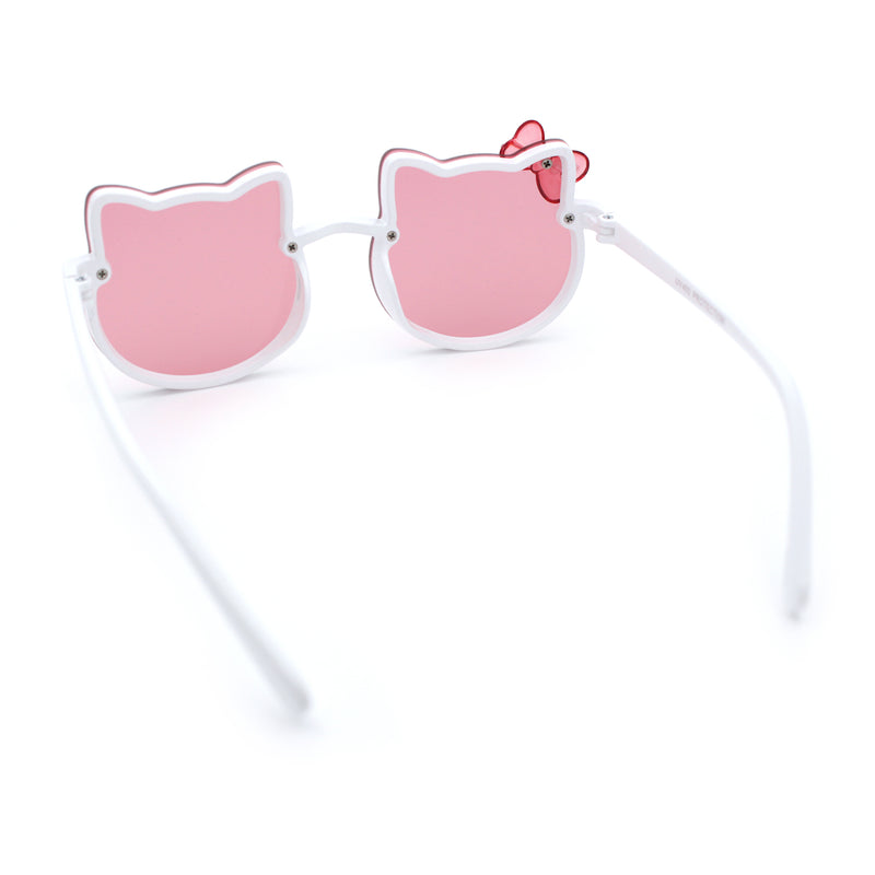 Kids Size Girls Cute Bow Tie Kitty Ear Rimless Plastic Sunglasses