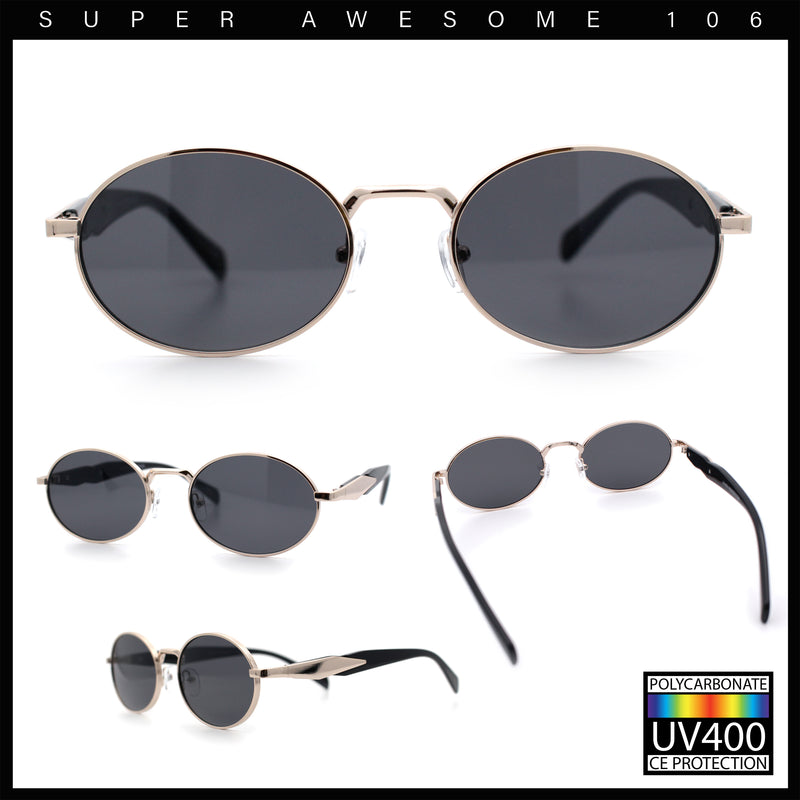 Luxury Elegant Oval Round Metal Rim Fancy Fashion Sunglasses