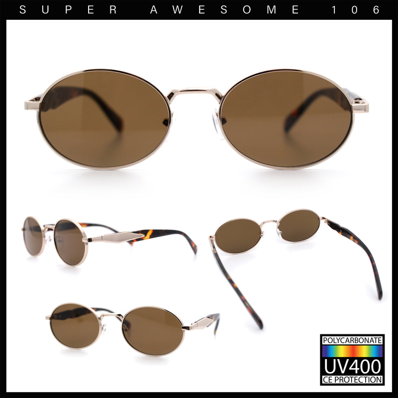 Luxury Elegant Oval Round Metal Rim Fancy Fashion Sunglasses