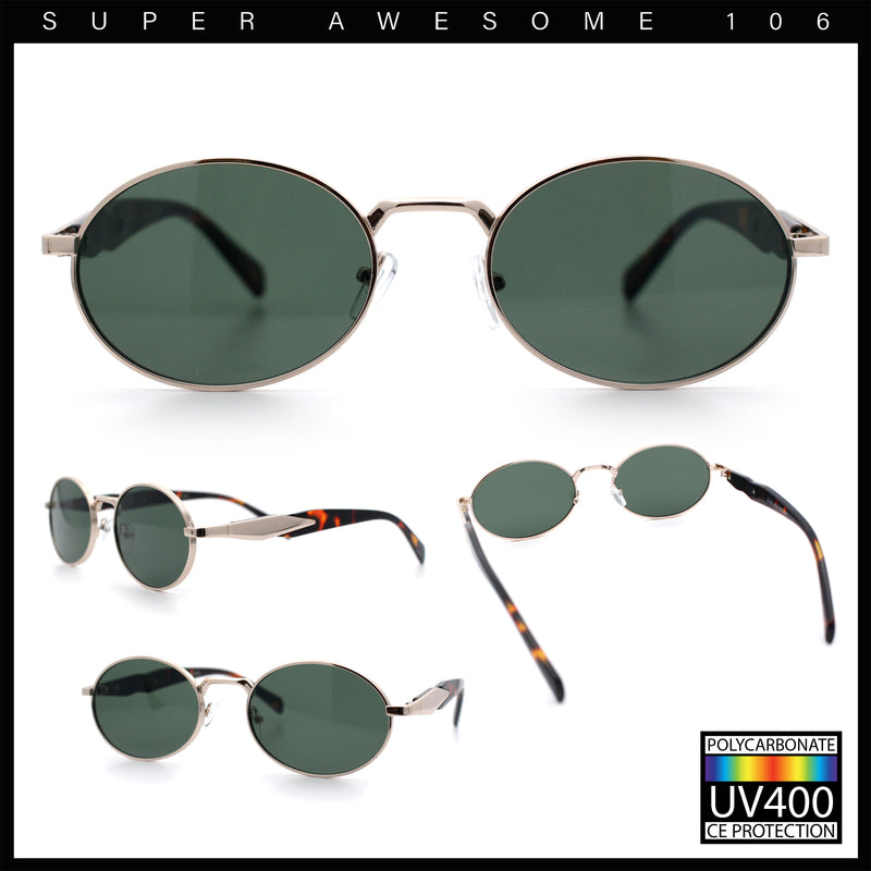 Luxury Elegant Oval Round Metal Rim Fancy Fashion Sunglasses