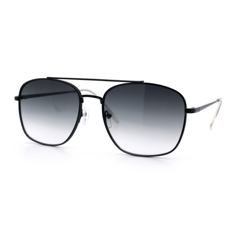 Mens Classic Double Bridge Rectangular Metal Rim Mobster Sunglasses