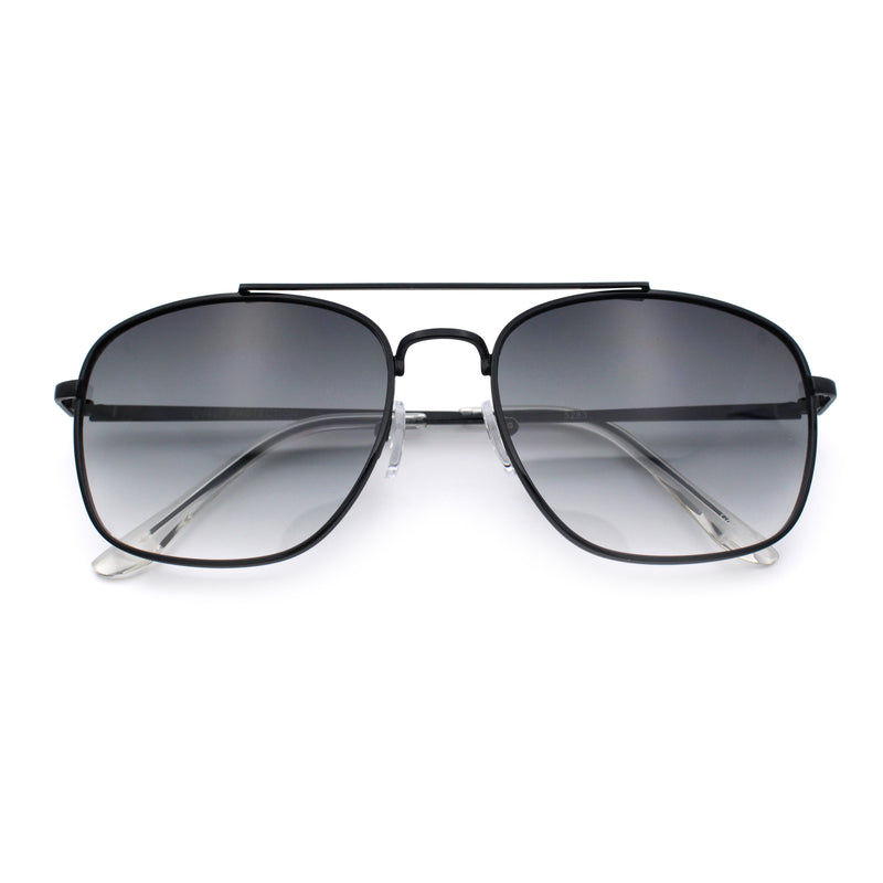 Mens Classic Double Bridge Rectangular Metal Rim Mobster Sunglasses