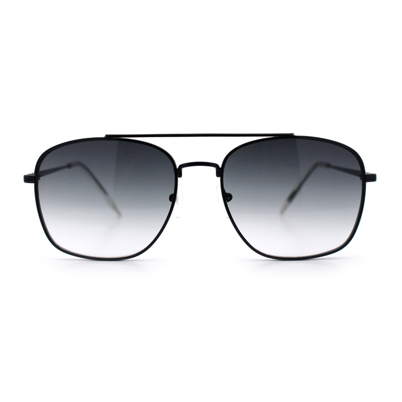 Mens Classic Double Bridge Rectangular Metal Rim Mobster Sunglasses