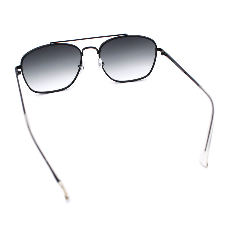 Mens Classic Double Bridge Rectangular Metal Rim Mobster Sunglasses