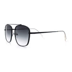 Mens Classic Double Bridge Rectangular Metal Rim Mobster Sunglasses