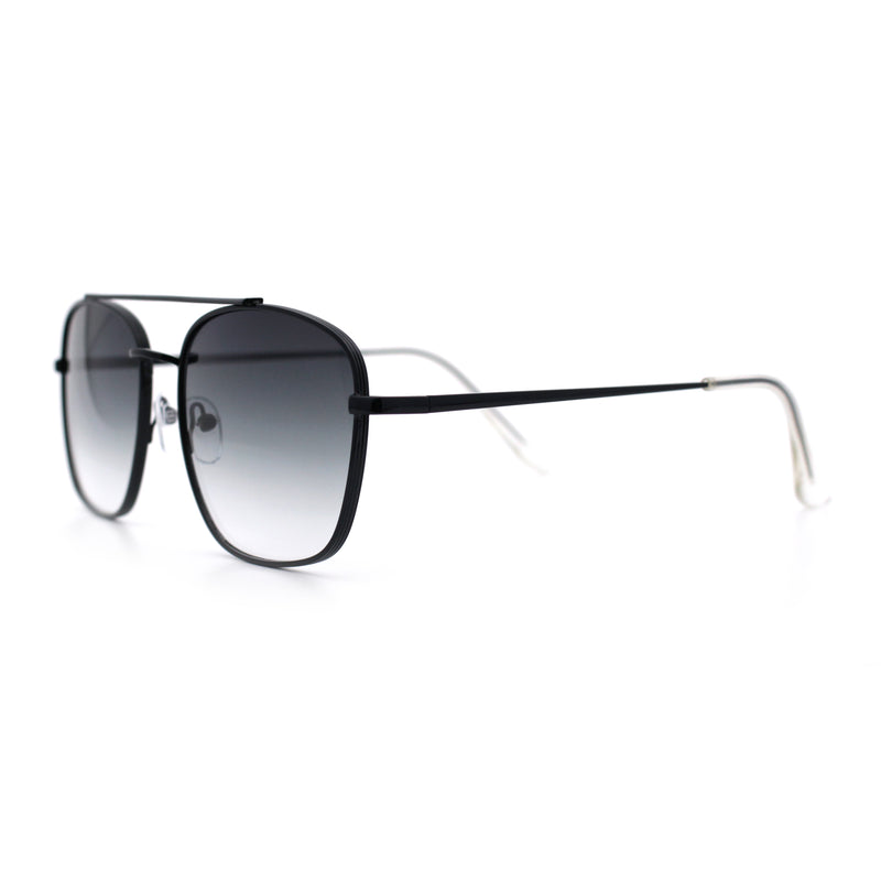 Mens Classic Double Bridge Rectangular Metal Rim Mobster Sunglasses