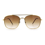 Mens Classic Double Bridge Rectangular Metal Rim Mobster Sunglasses