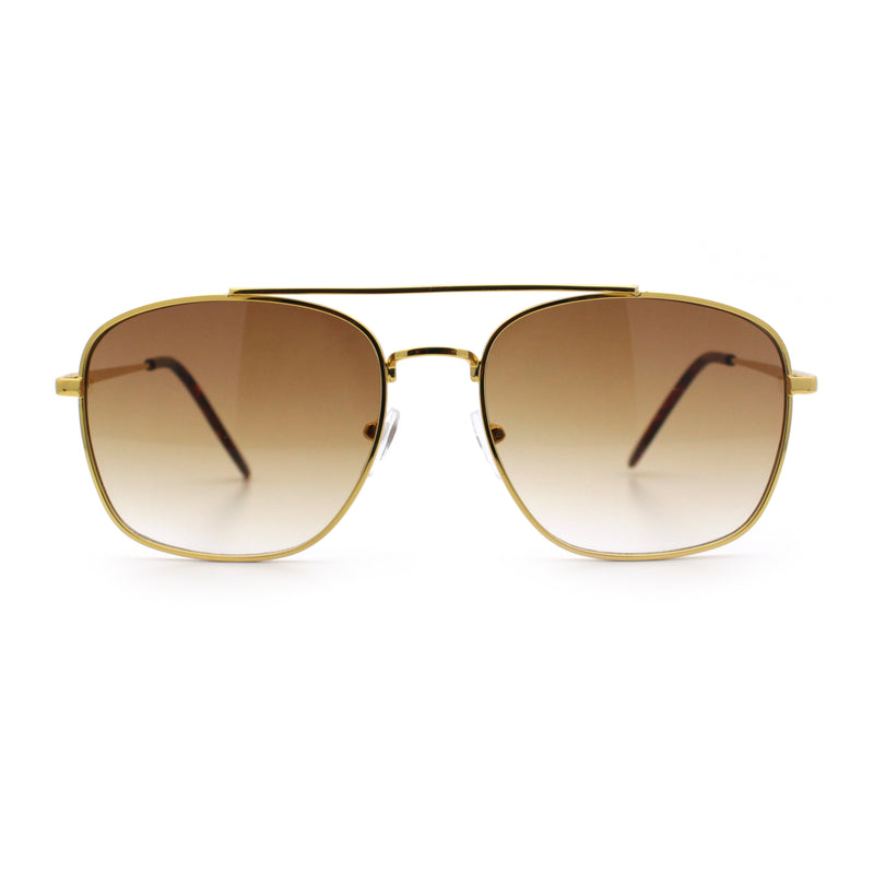 Mens Classic Double Bridge Rectangular Metal Rim Mobster Sunglasses
