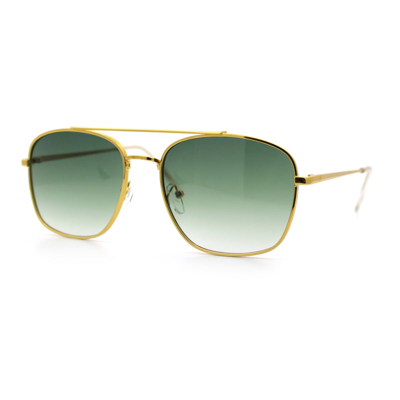 Mens Classic Double Bridge Rectangular Metal Rim Mobster Sunglasses