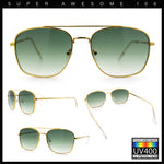 Mens Classic Double Bridge Rectangular Metal Rim Mobster Sunglasses