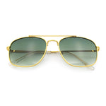 Mens Classic Double Bridge Rectangular Metal Rim Mobster Sunglasses