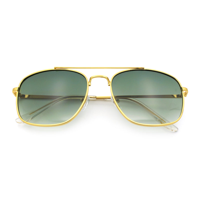 Mens Classic Double Bridge Rectangular Metal Rim Mobster Sunglasses