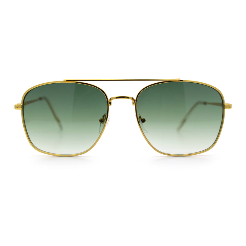 Mens Classic Double Bridge Rectangular Metal Rim Mobster Sunglasses