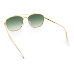 Mens Classic Double Bridge Rectangular Metal Rim Mobster Sunglasses