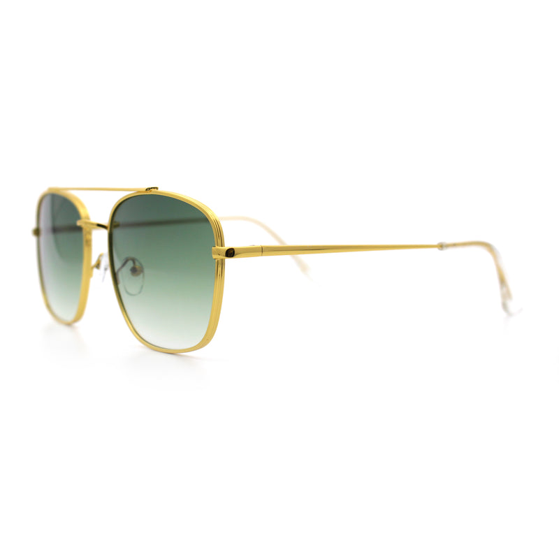 Mens Classic Double Bridge Rectangular Metal Rim Mobster Sunglasses
