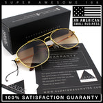 Mens Classic Double Bridge Rectangular Metal Rim Mobster Sunglasses
