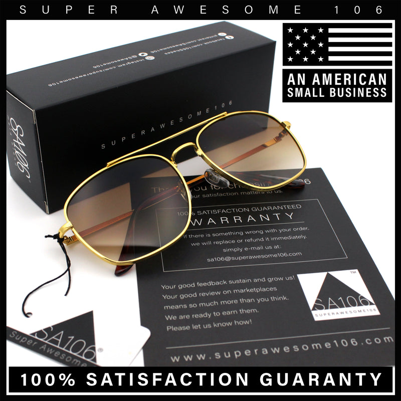 Mens Classic Double Bridge Rectangular Metal Rim Mobster Sunglasses