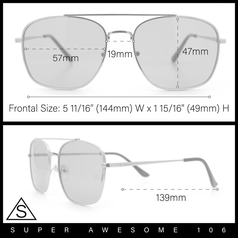 Mens Classic Double Bridge Rectangular Metal Rim Mobster Sunglasses