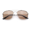 Mens Classic Double Bridge Rectangular Metal Rim Mobster Sunglasses