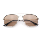 Mens Classic Double Bridge Rectangular Metal Rim Mobster Sunglasses