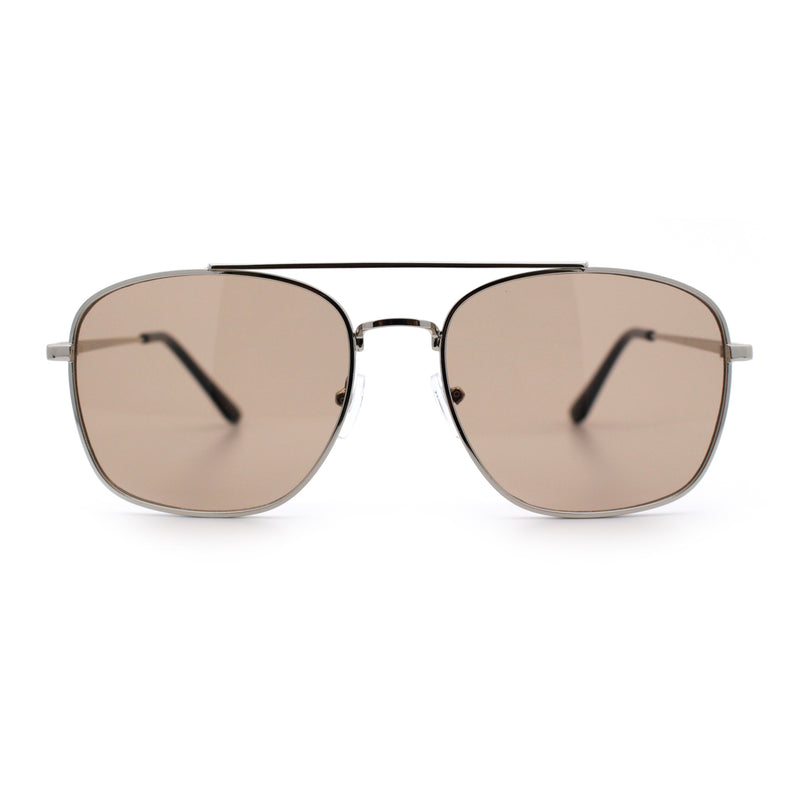 Mens Classic Double Bridge Rectangular Metal Rim Mobster Sunglasses