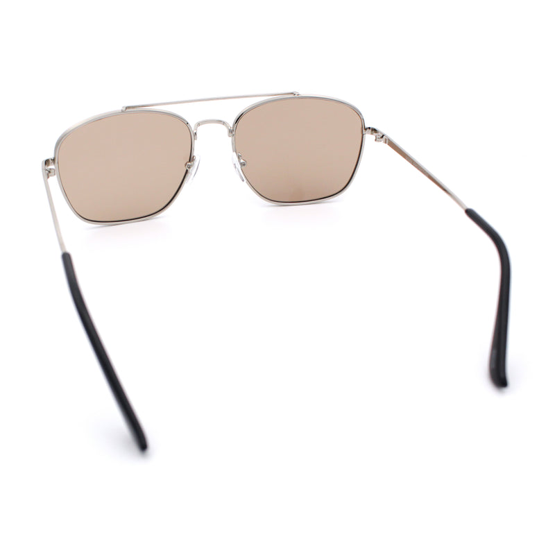 Mens Classic Double Bridge Rectangular Metal Rim Mobster Sunglasses