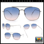 Mens Classic Double Bridge Rectangular Metal Rim Mobster Sunglasses