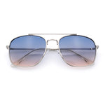 Mens Classic Double Bridge Rectangular Metal Rim Mobster Sunglasses