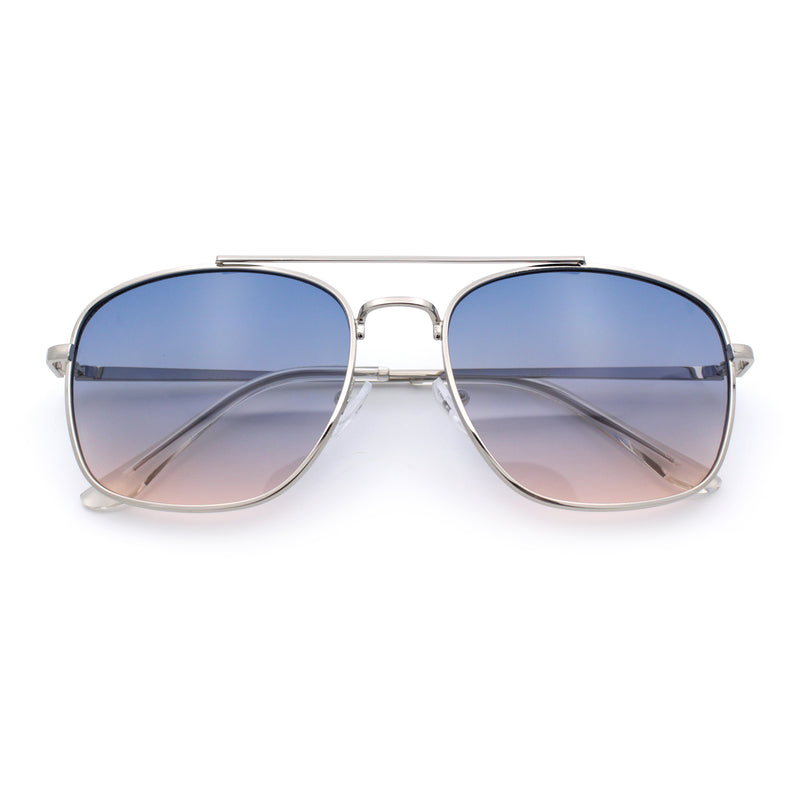 Mens Classic Double Bridge Rectangular Metal Rim Mobster Sunglasses