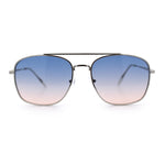 Mens Classic Double Bridge Rectangular Metal Rim Mobster Sunglasses