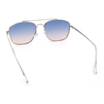 Mens Classic Double Bridge Rectangular Metal Rim Mobster Sunglasses