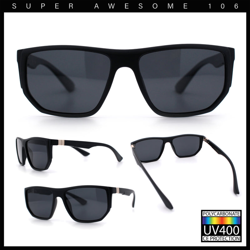 Polarized Mens Flat Top Sport Plastic Geometric Rectangle Sunglasses