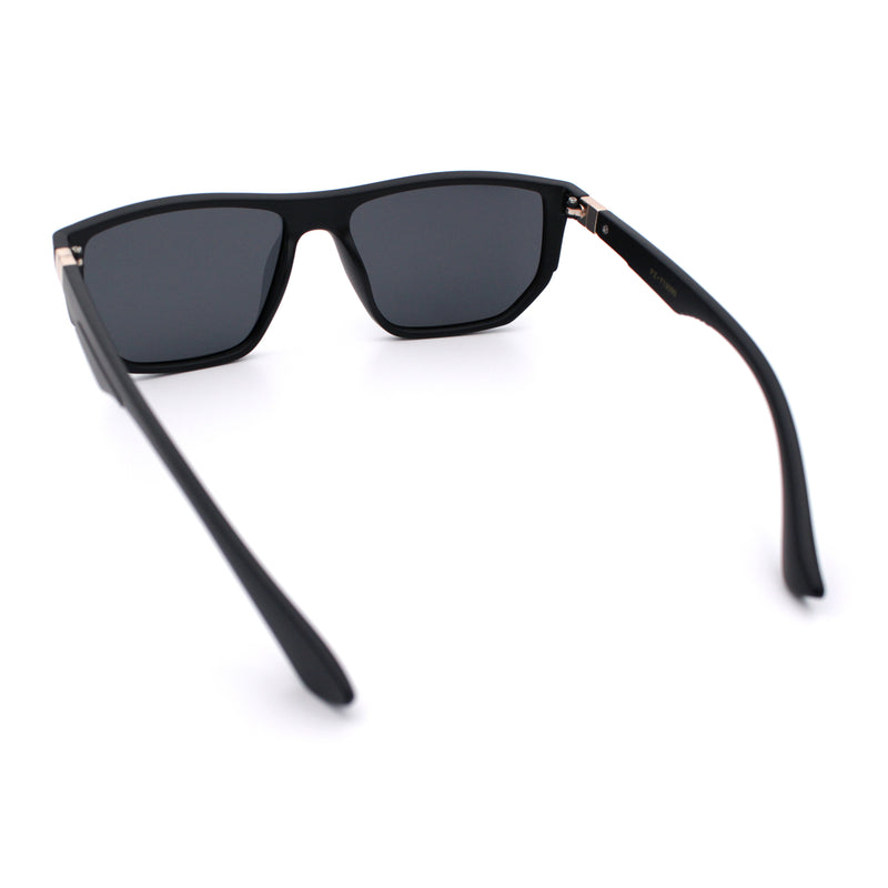 Polarized Mens Flat Top Sport Plastic Geometric Rectangle Sunglasses