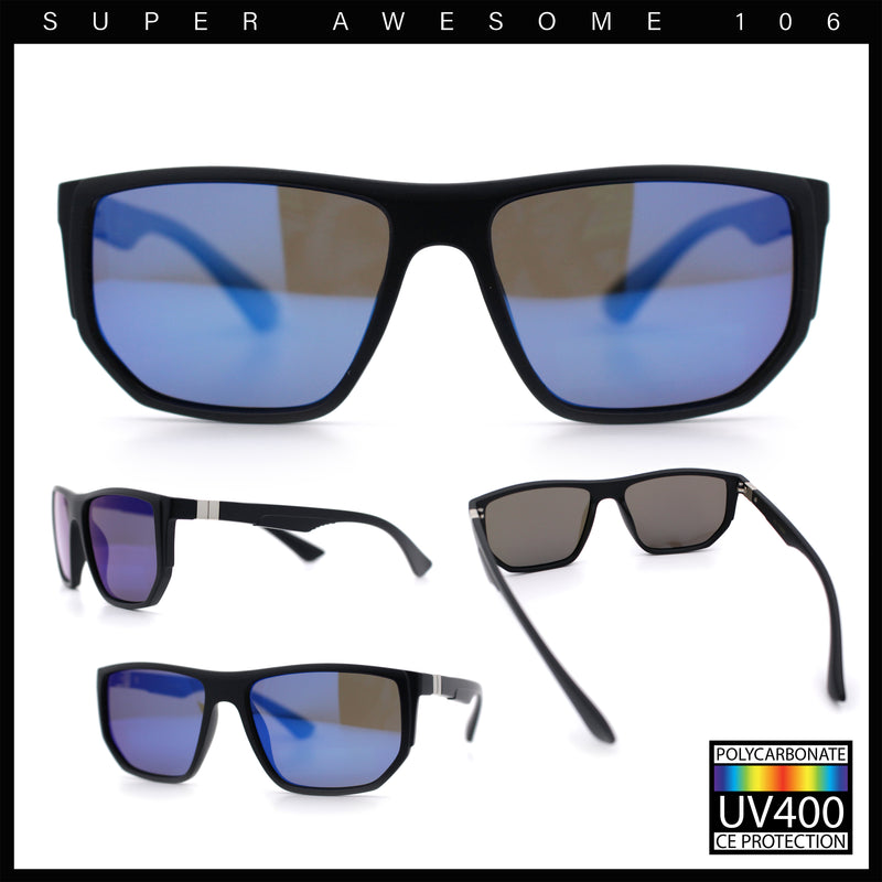 Polarized Mens Flat Top Sport Plastic Geometric Rectangle Sunglasses