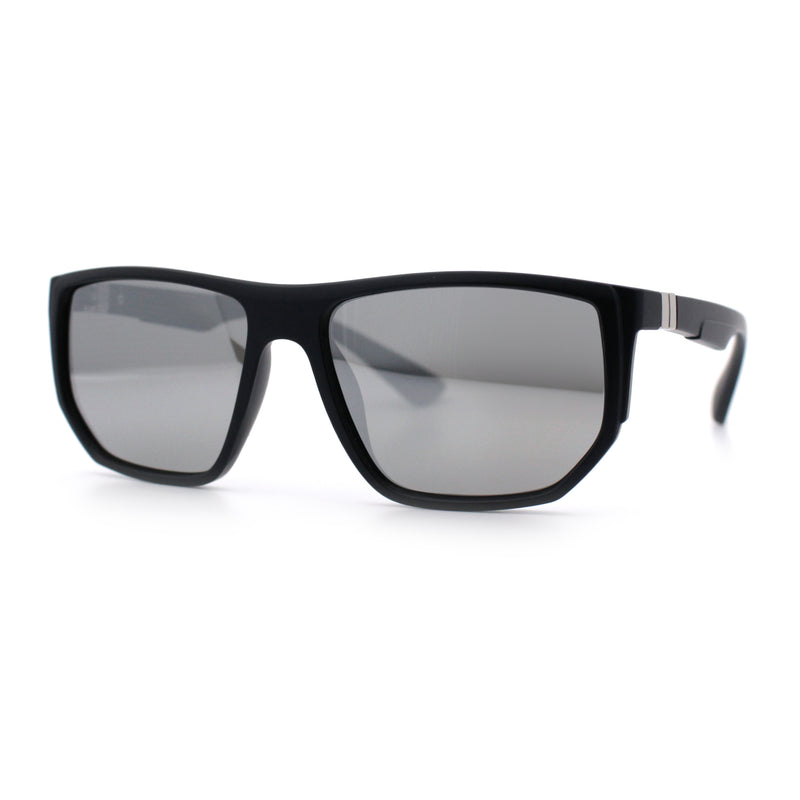 Polarized Mens Flat Top Sport Plastic Geometric Rectangle Sunglasses