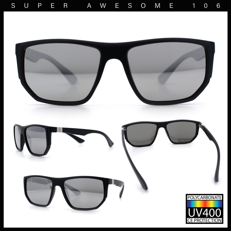 Polarized Mens Flat Top Sport Plastic Geometric Rectangle Sunglasses