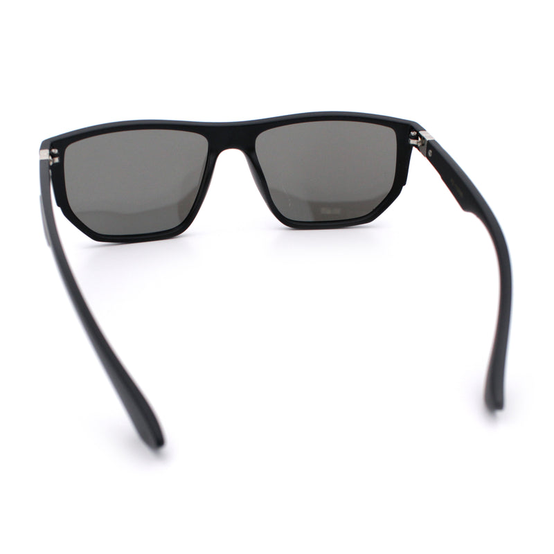 Polarized Mens Flat Top Sport Plastic Geometric Rectangle Sunglasses