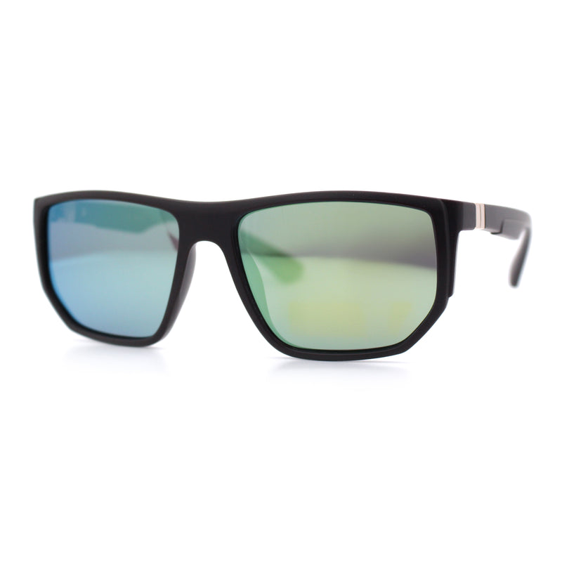 Polarized Mens Flat Top Sport Plastic Geometric Rectangle Sunglasses