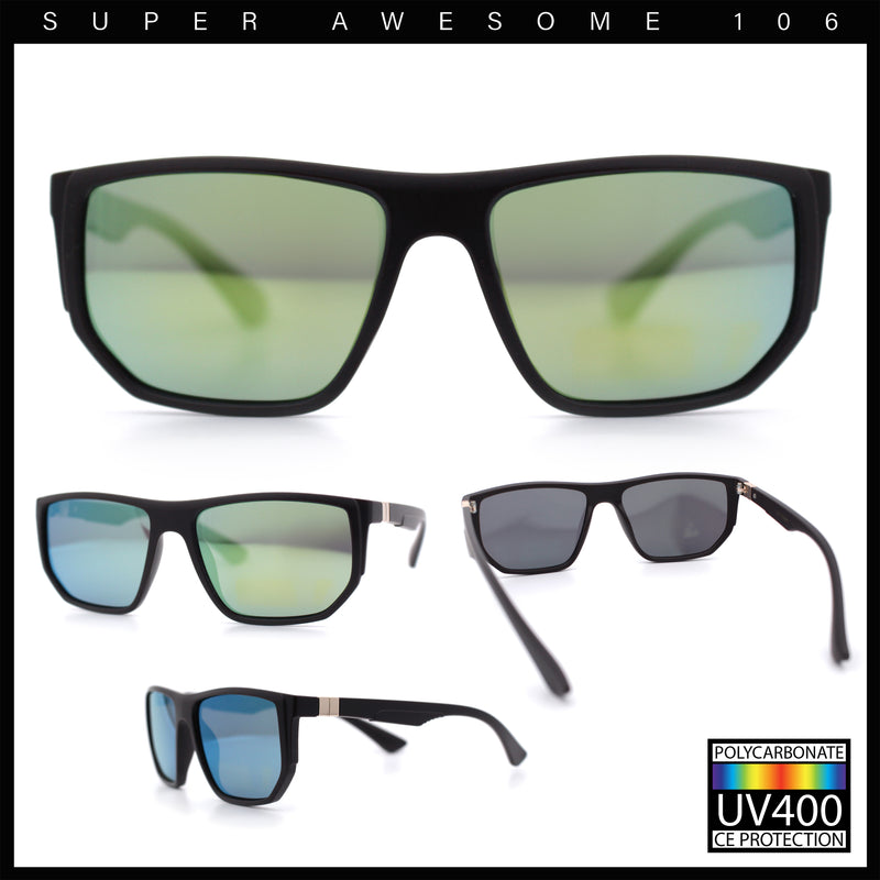 Polarized Mens Flat Top Sport Plastic Geometric Rectangle Sunglasses