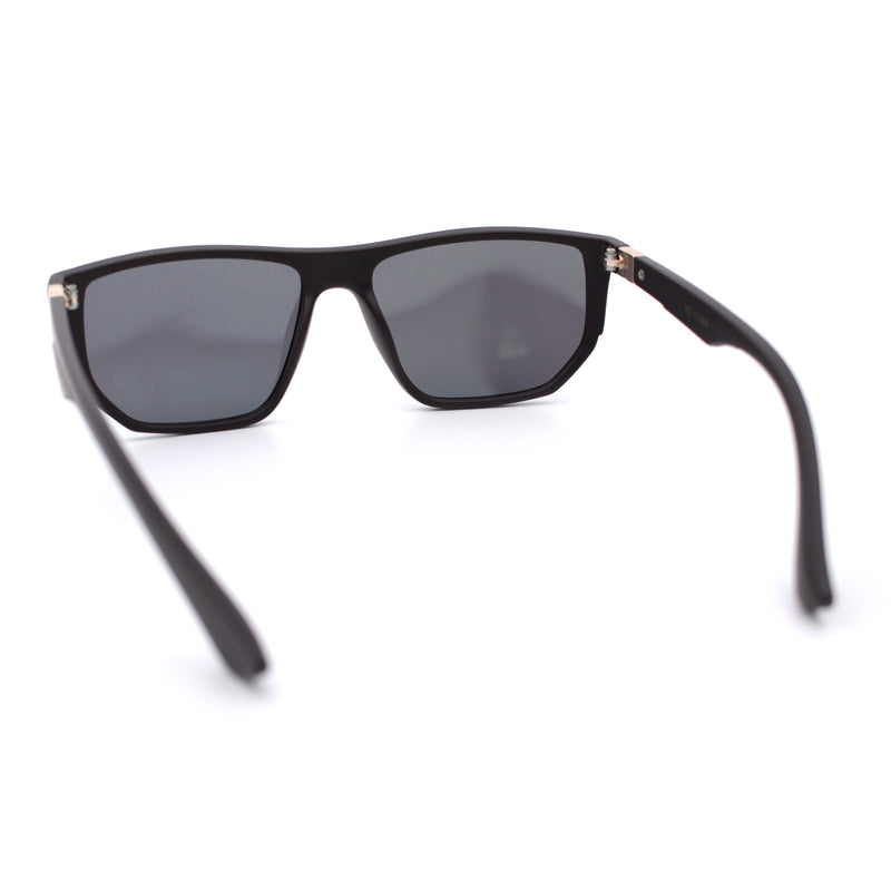 Polarized Mens Flat Top Sport Plastic Geometric Rectangle Sunglasses