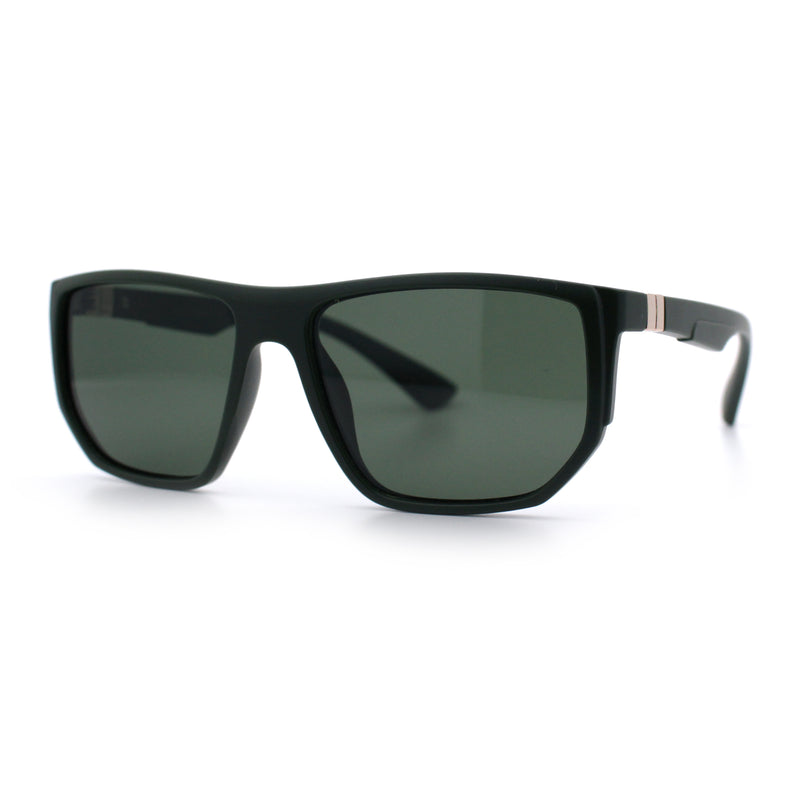 Polarized Mens Flat Top Sport Plastic Geometric Rectangle Sunglasses