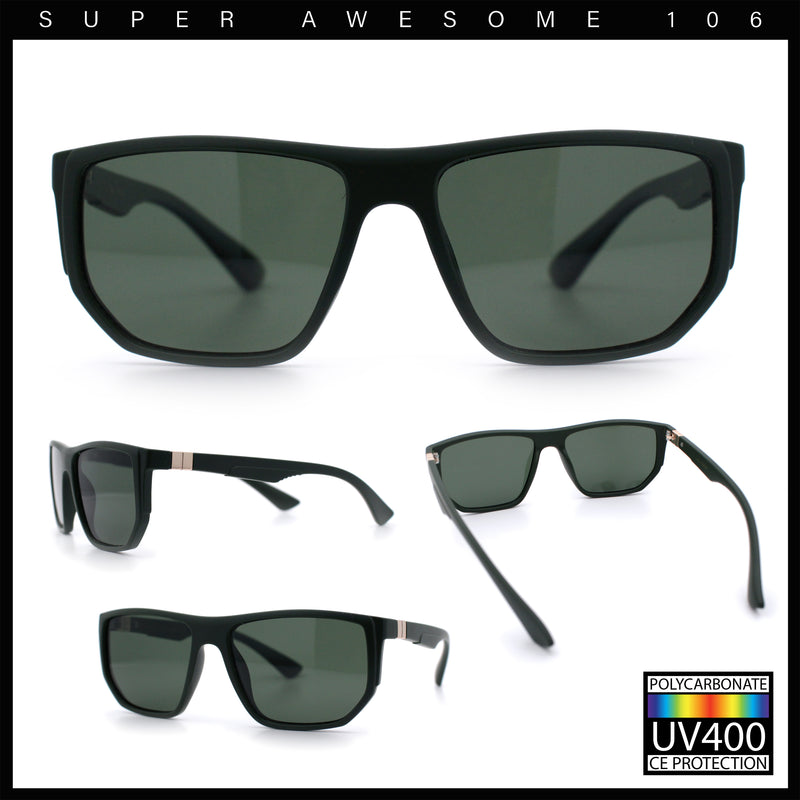 Polarized Mens Flat Top Sport Plastic Geometric Rectangle Sunglasses