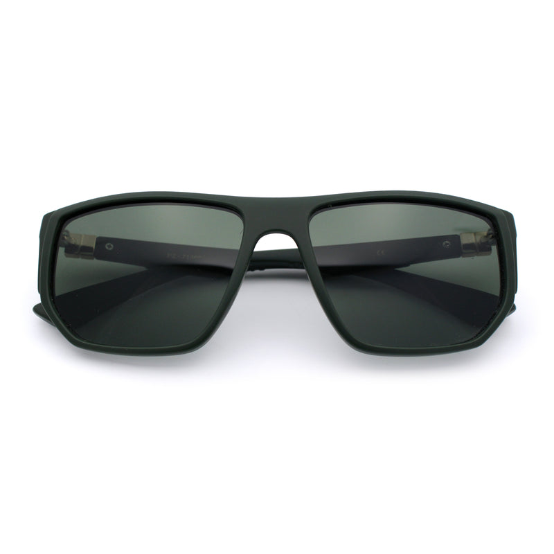 Polarized Mens Flat Top Sport Plastic Geometric Rectangle Sunglasses