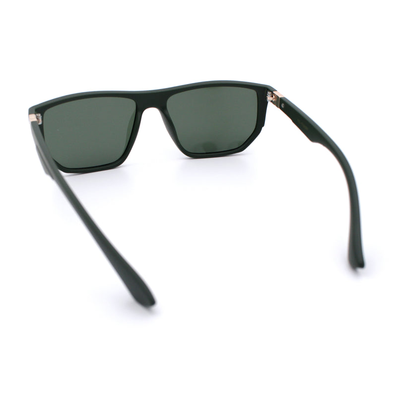 Polarized Mens Flat Top Sport Plastic Geometric Rectangle Sunglasses