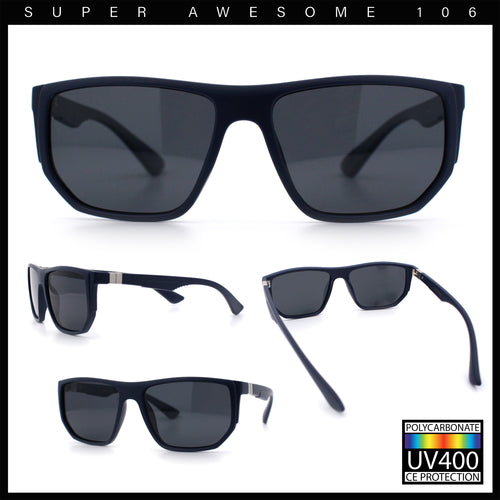 Polarized Mens Flat Top Sport Plastic Geometric Rectangle Sunglasses