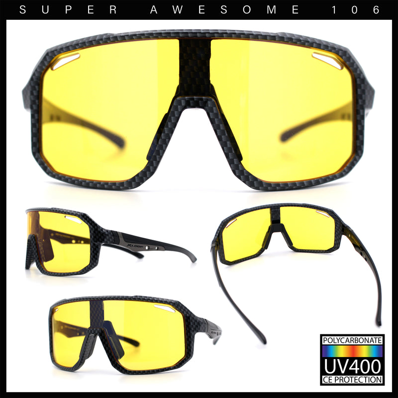 Xloop Mens HD Night Driving Lens Oversized Shield Sport Plastic Sunglasses