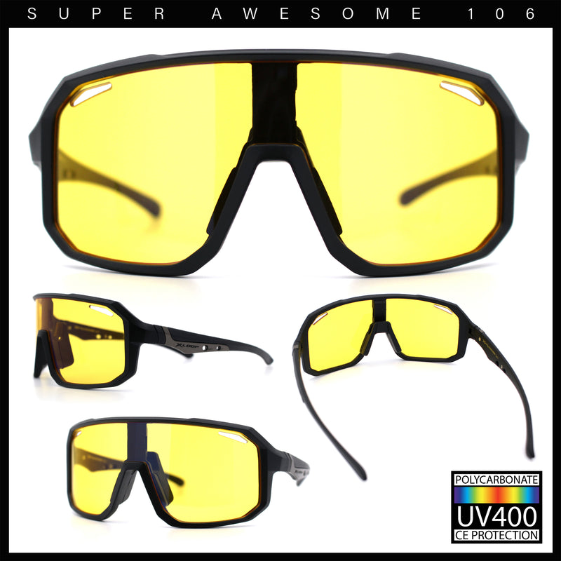 Xloop Mens HD Night Driving Lens Oversized Shield Sport Plastic Sunglasses