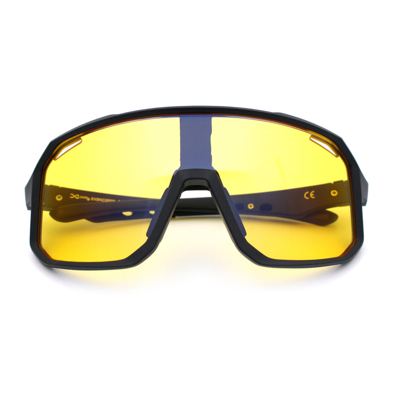 Xloop Mens HD Night Driving Lens Oversized Shield Sport Plastic Sunglasses